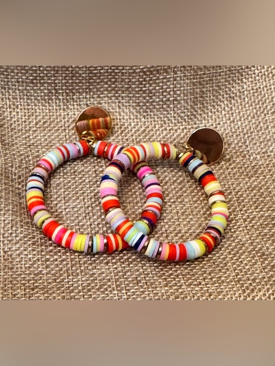 Jewelry - Multicolor Heishi Bead Open Hoop Earrings